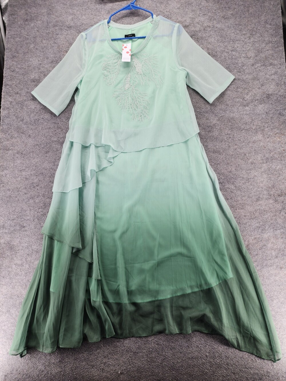 Floryday Dress Womens Large Short Sleeve Ombre Green